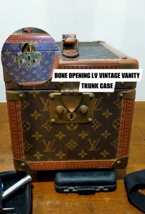 Louis Vuitton vintage vanity trunk case opened without damage
